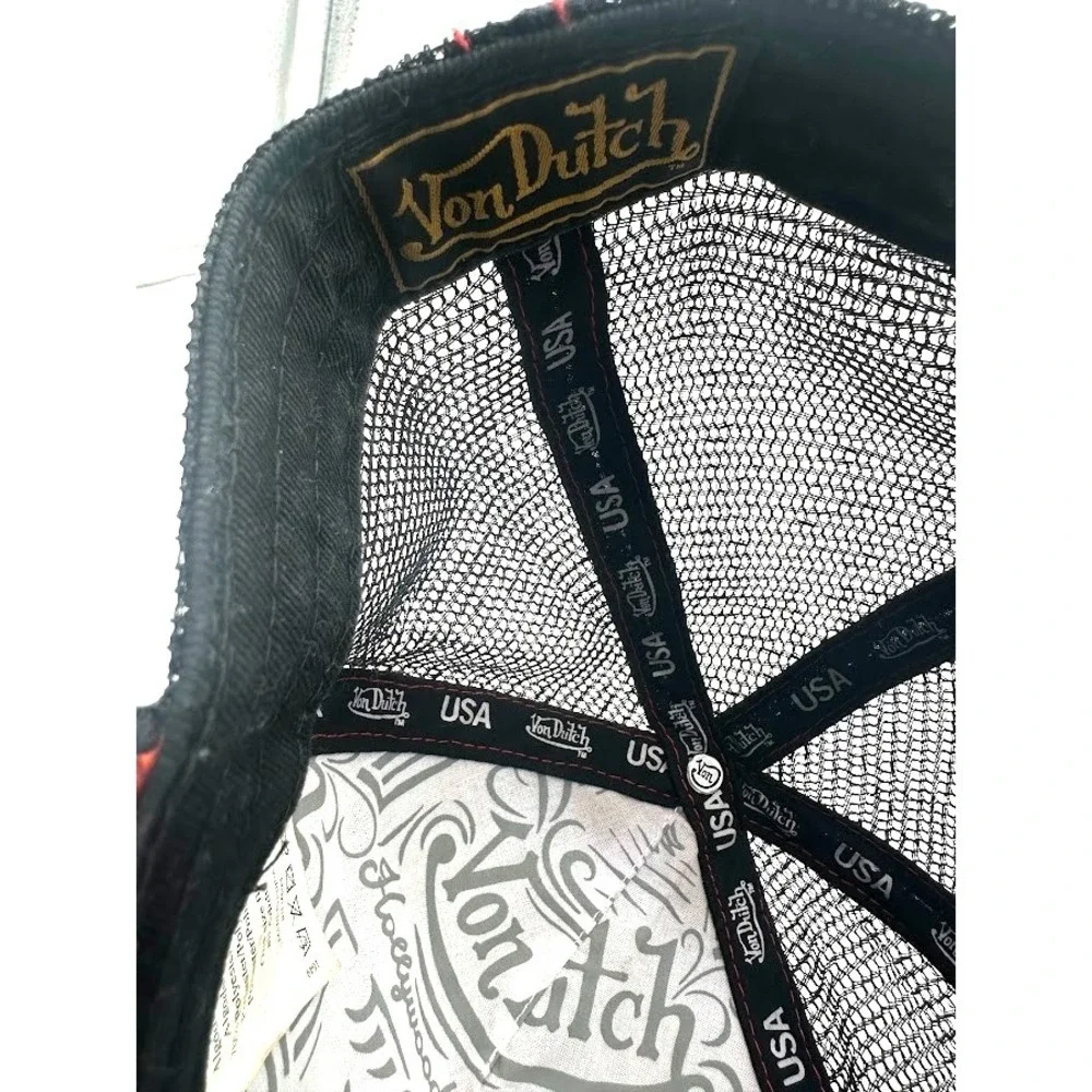 Von Dutch Rainbow Striped Trucker Hat Black Mesh Snapback One Size Unisex USA